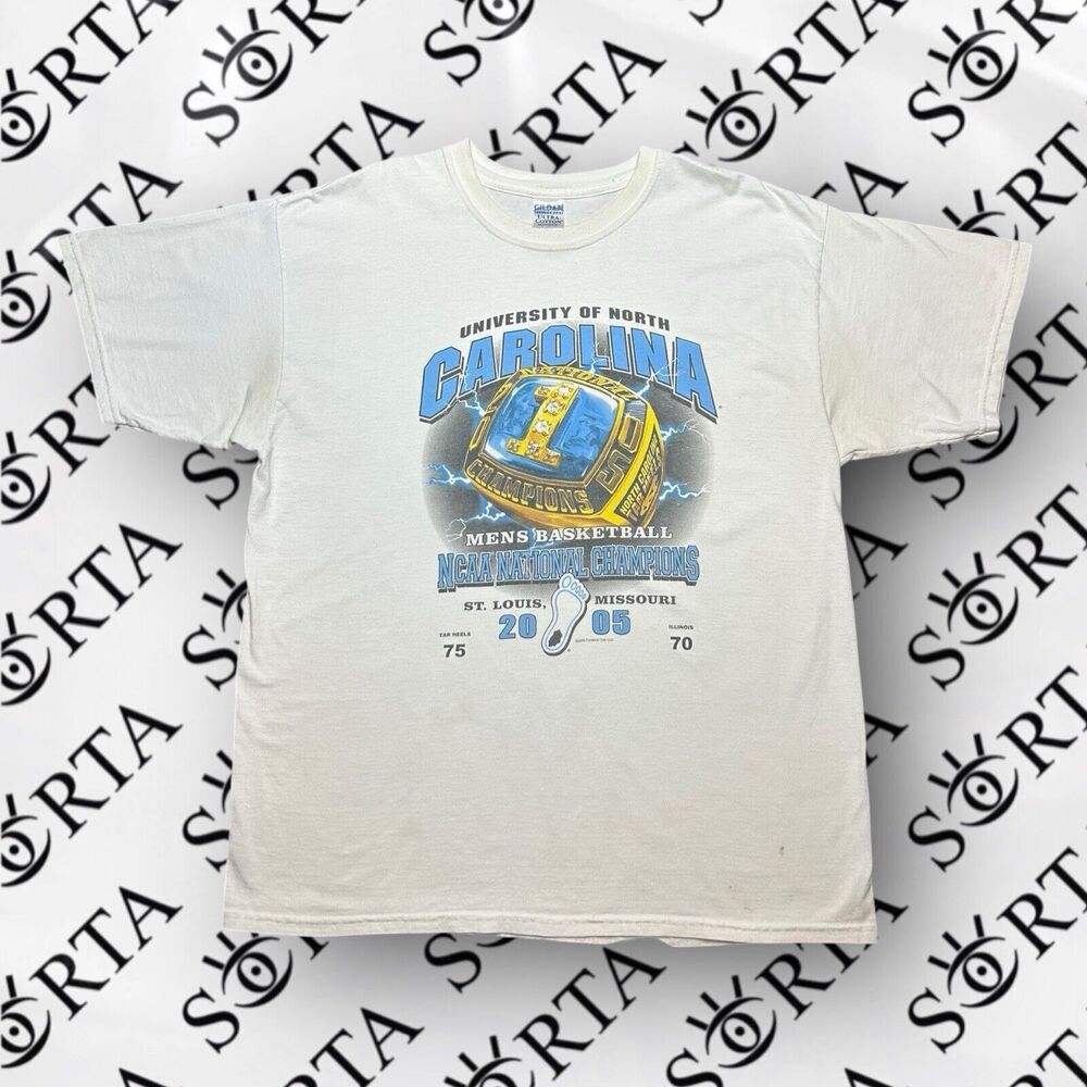 Y2K NCAA National Championships UNC Tar Heels Basketball Short Sleeve Shirt XL